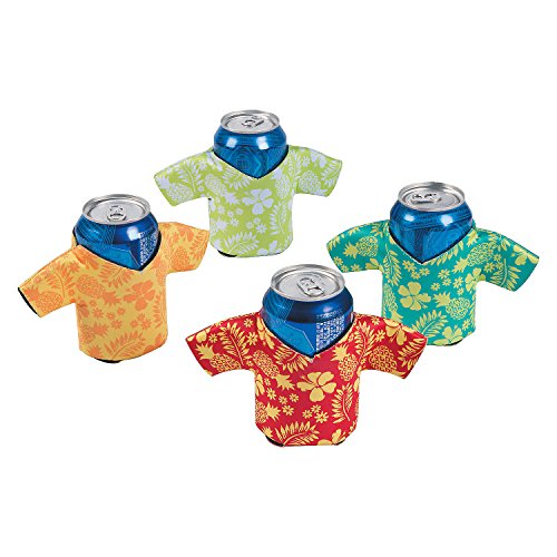 Foam Hawaiian Shirt Can / Bottle Coolio's - Tiki Luau Time! (12), Multi Colored, One size fits all ;-)
