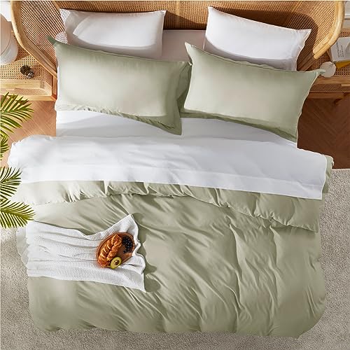 image for Nestl Light Sage Duvet Cover King Size - Soft Double Brushed King Duve