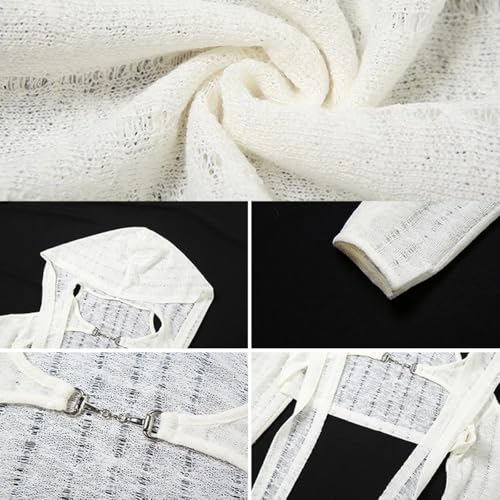 Women's Super Crop Long Sleeve Hoodie Cardigan - Post-Apocalyptic Style Open-Front Knit Top4