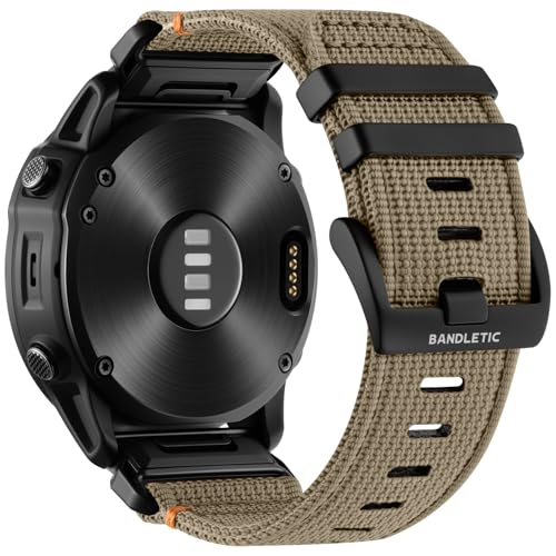 Bandletic Correa Compatible Con Garmin Fenix 6 Pro/Fenix 6/Fenix 7/7 Pro/Fenix 8/E 47mm/Fenix 5 Plus/Epix 2 Pro 47mm, Correa de Nylon QuickFit 22mm para Forerunner 965/955/945/Instinct 2/3/E/Quatix 8