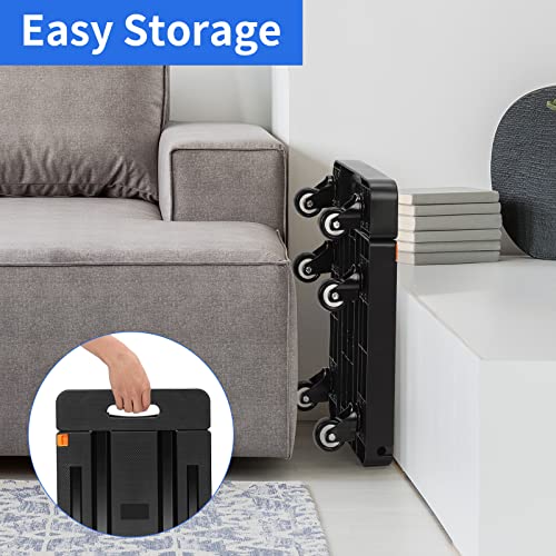 Skcoipsra Folding Hand Truck, 500Lbs Capacity Heavy Duty Utility Cart With 6 Wheels & 2 Elastic Ropes, Foldable Platform Dolly Cart For Moving, Trolley Cart For Travel, Shopping, Office #TOP4