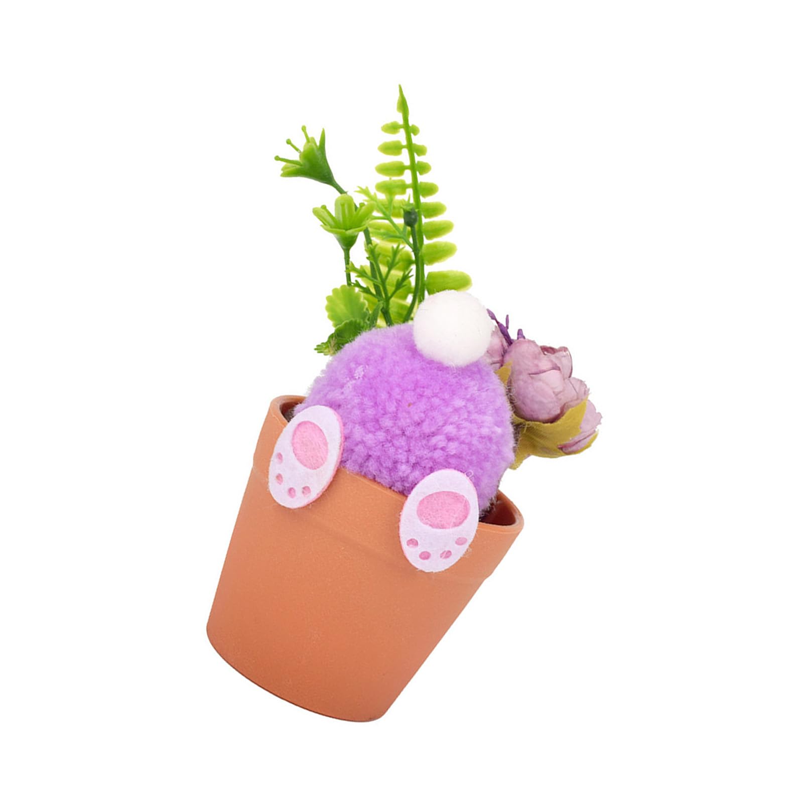 Elnwnnkc Light Purple Bunnies Figurine Desk Ornament Artificial Potted Plant With Rabbits Miniature For Indoor And Outdoor Decoration Desk Decorations