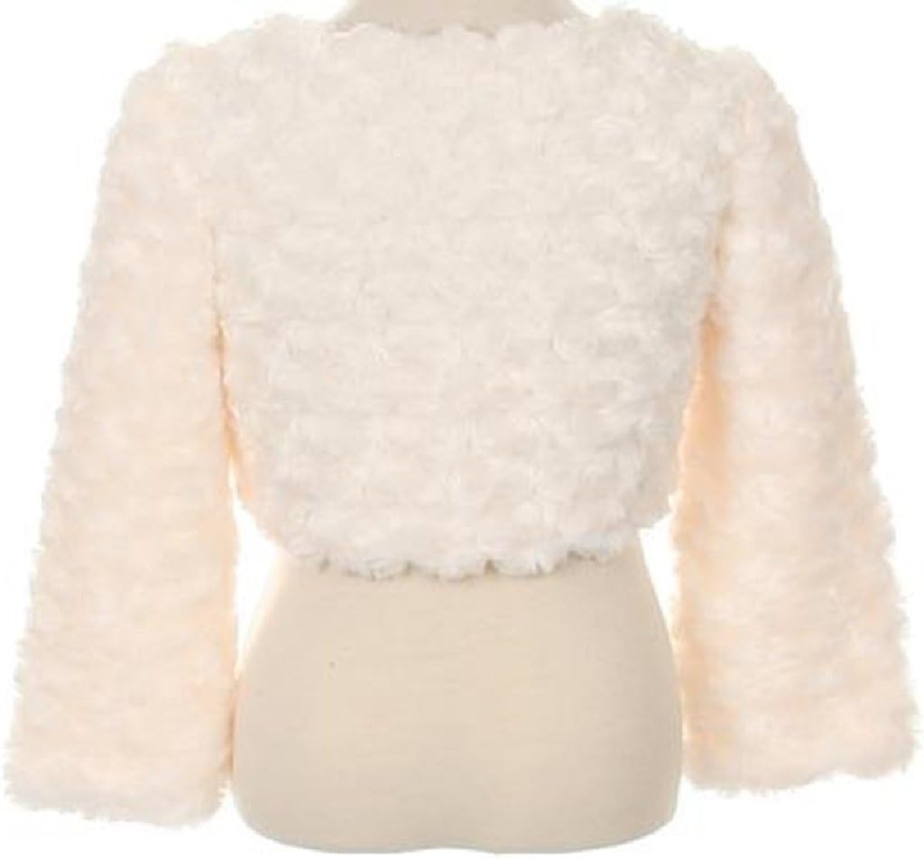 BluNight Collection Faux Fur Long Sleeve Pearl Bolero Little Girl Special Occasion Bolero