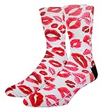 Benefeet Sox Funny Valentine's Day Socks for Women Men Crazy Cool Funky 3D Printed Socks Valentines Gifts for Unisex Youth Novelty Colorful Patterned Athletic Socks Valentine's Day Gifts，Kiss Red Lips