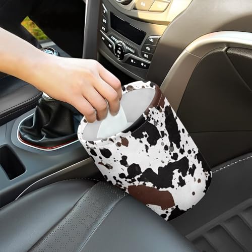 Image of Pensura Cow Zebra Print Car Rubbish Bag Collapsible Hanging Auto Trash Can for Front Seat Back Seat Car Organizer Universal Hanging Car Garbage Bag Compatible with Most Cars