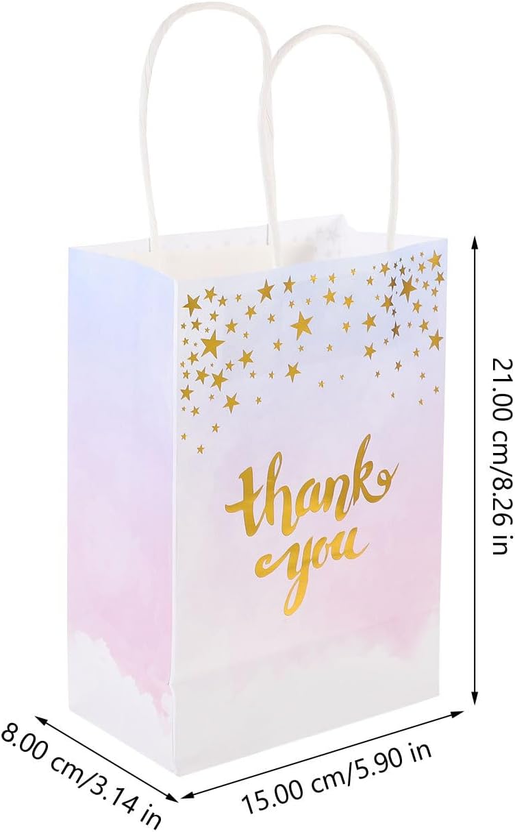 GLSTOY 12pcs Xmas Thank You Paper Gift Bags with Handles for Wedding image 2