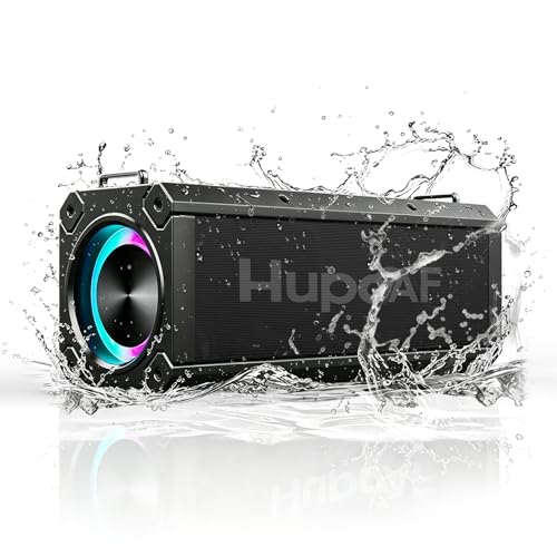 Hupoaf Speaker Bluetooth Wireless, 120W(Peak) Loud Outdoor Speaker with Deep