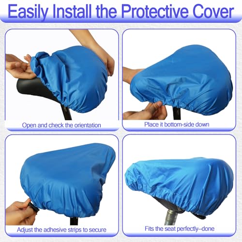 Image of Waterproof Bicycle Seat Covers Dustproof Rainproof UV-Resistant and Windproof Easy to Install and Clean Reusable Suitable for Men's and Women's City Bike and Wide Seats(2pcs Sky Blue)