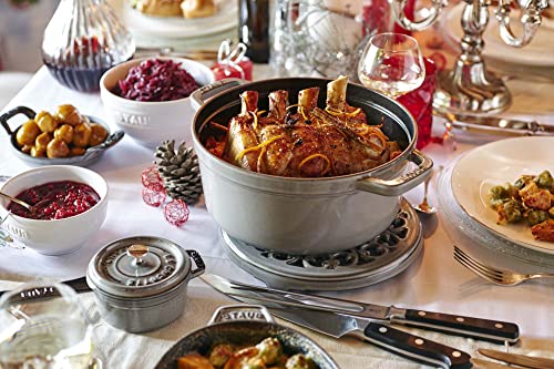 Image of Staub Cast Iron 9-qt Round Cocotte - Graphite Grey, Made in France