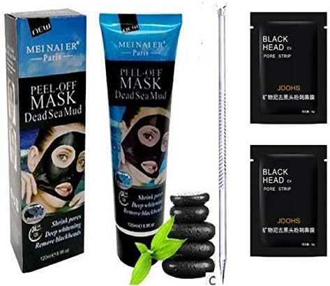 Deep Sea Mud Peel Off Charcoal Mask With Two-Pore Strips, Blackhead Removal Tool, for Facial Treatment, Acne, Oily Skin & Blackheads Natural-Minerals From The Deep Sea Leaves Face Soft and Smooth