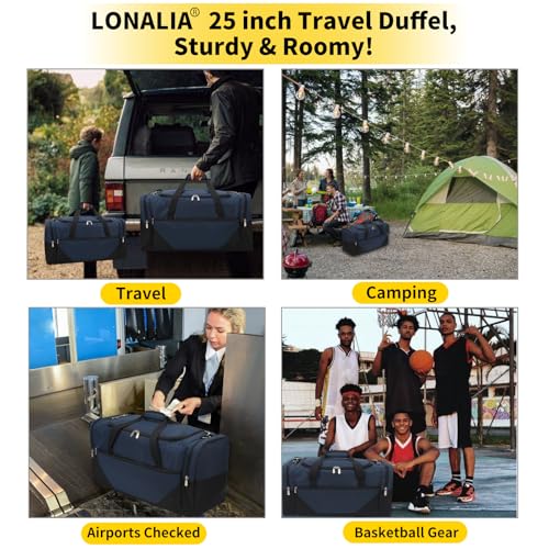 Image of 25 in Large Travel Duffel Bag for Men - 56L Roomy Weekender Bag with Trolley Sleeve (Navy)