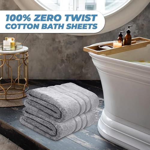 Towelogy® Premium Quick Dry Bath Sheets Oeko-Tex Certified Ecofriendly 100% Cotton Zero Twist Large Bath Towels Highly Absorbent Fade & Tear Resistant 90cmx140cm (Silver Grey - Image 2