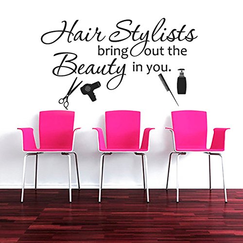 Mairgwall Hair Salon Beauty Quote-¡®Hairstylists Bring Out The Beauty In You ¡¯Salon Shop Wall Sticker Barber Shop Decoration Art Poster (Medium,Black) #TOP1