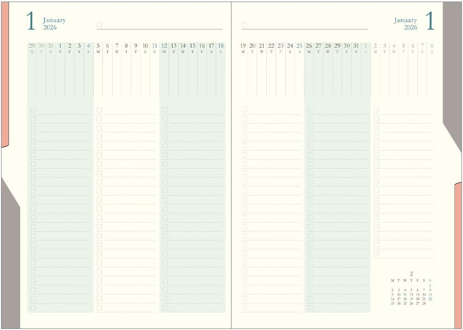 Midori Double Schedule 2026 B6 Monthly Limited Bookmark Included To Do Blue 22388006 (Starts October 2025)