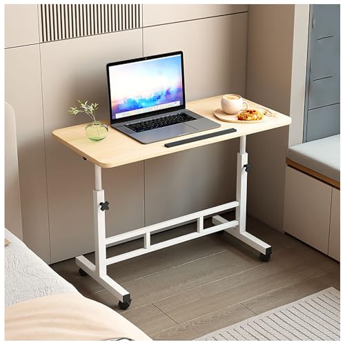 Beistelltisch mit Rollen, klein, höhenverstellbar, Stehtisch für Schlafzimmer, Büro, Wohnzimmer, C, 40 x 80 cm