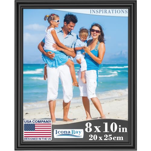 8x10 Classic Black Picture Frame with Mat for 5x7 Photo, Inspirations
