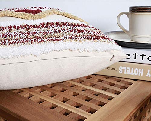 Judy Dre Am Square Morocco Hand-Woven Tufted Throw Pillow Cover Cotton Line Pillowcase For Sofa Couch Bed Car Boho Woven Cushion Cover 18 By 18 #TOP5