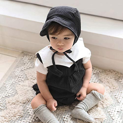 Baby Hat Brimmed Sun Bonnet Muslin Double Gauze (Cotton) Toddler Fashion Hat Boys Girls Earflap Beanie, Dark Grey + Mint, S #TOP1