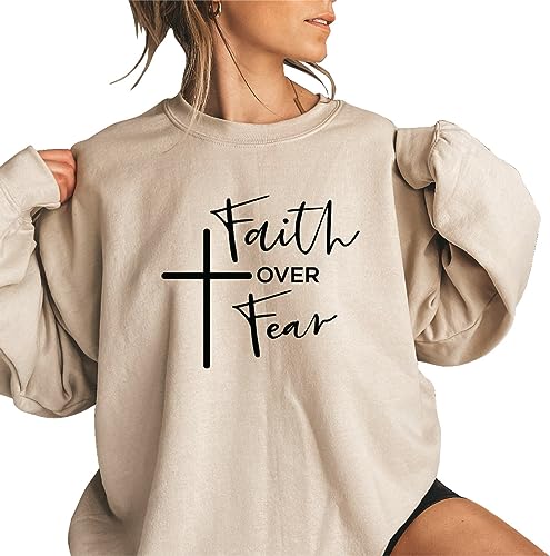 Faith Over Fear Sweatshirt, Christian outfit, Religious tee, Inspirational unisex tees