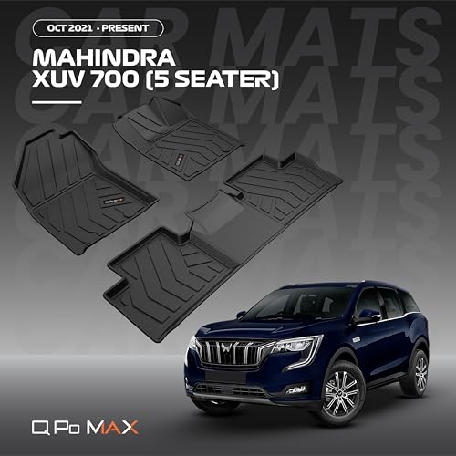 Image of Q Po XUV 700 5str (MAX) Oct 2021 - Present ECO TPE Car Floor Mat | Anti Slip All Weather Mats for Xuv 700 (5 Seater) (Black)