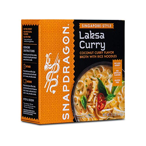 Snapdragon Singapore-Style Laksa Curry Instant Noodle Bowls | Coconut Curry Flavor with Rice Noodles | Gluten-Free | No MSG Added | 2.1 oz (6 Pack)