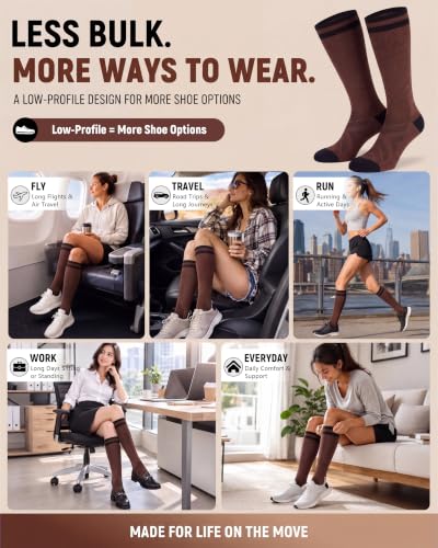 Image of 70% Merino Wool Compression Socks For Women Men, 15-20 mmHg