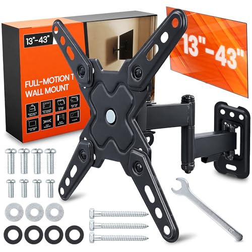WSTR Brazo Pared TV Mini 13-43 Pulgadas Sujeción Monitor Pantalla Carga 20 kg MAX. VESA 200x200 mm Oscilante Inclinable Orientable Universal Fijación Techo Acero
