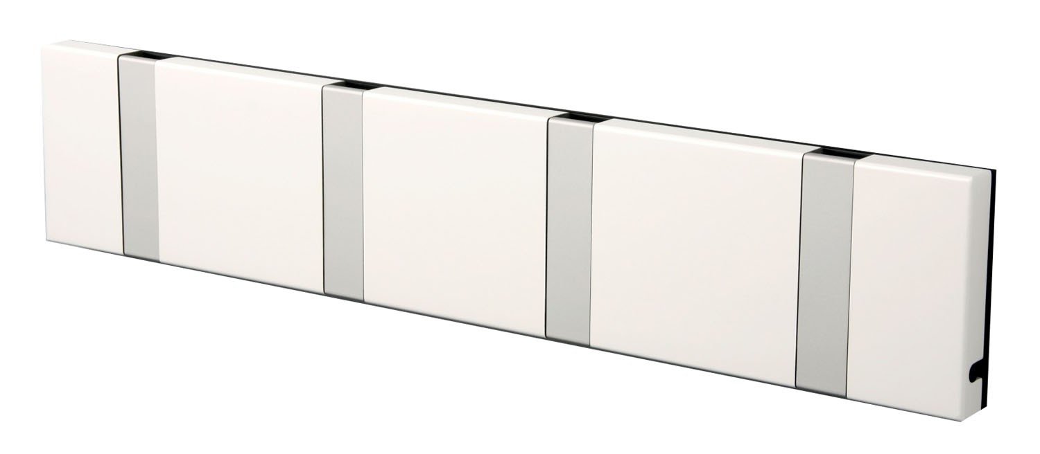 LoCa Garderobe Knax 4 weiß (Haken klappbar Alu) Garderoben-Leiste Kleiderhaken Flur modern Garderobenpaneel