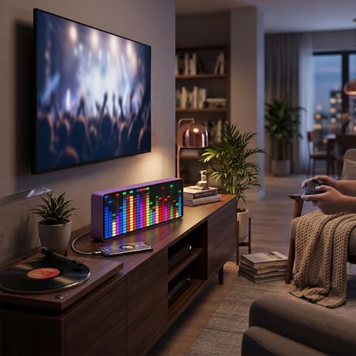 Analyseur Audio FFT LED RGB 384 LEDs 16x24 Segments 7 Couleurs Indicateur Rythme Lumineux Capteur Vocal pour Musique DJ Home Studio