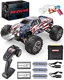 BEZGAR HM163 Hobby Grade 1:16 Scale Remote Control Truck, 4WD High Speed 40+ kmh All Terrains Electric Toy Off Road RC Monster Vehicle Car Crawler with 2 Rechargeable Batteries for Boys and Adults