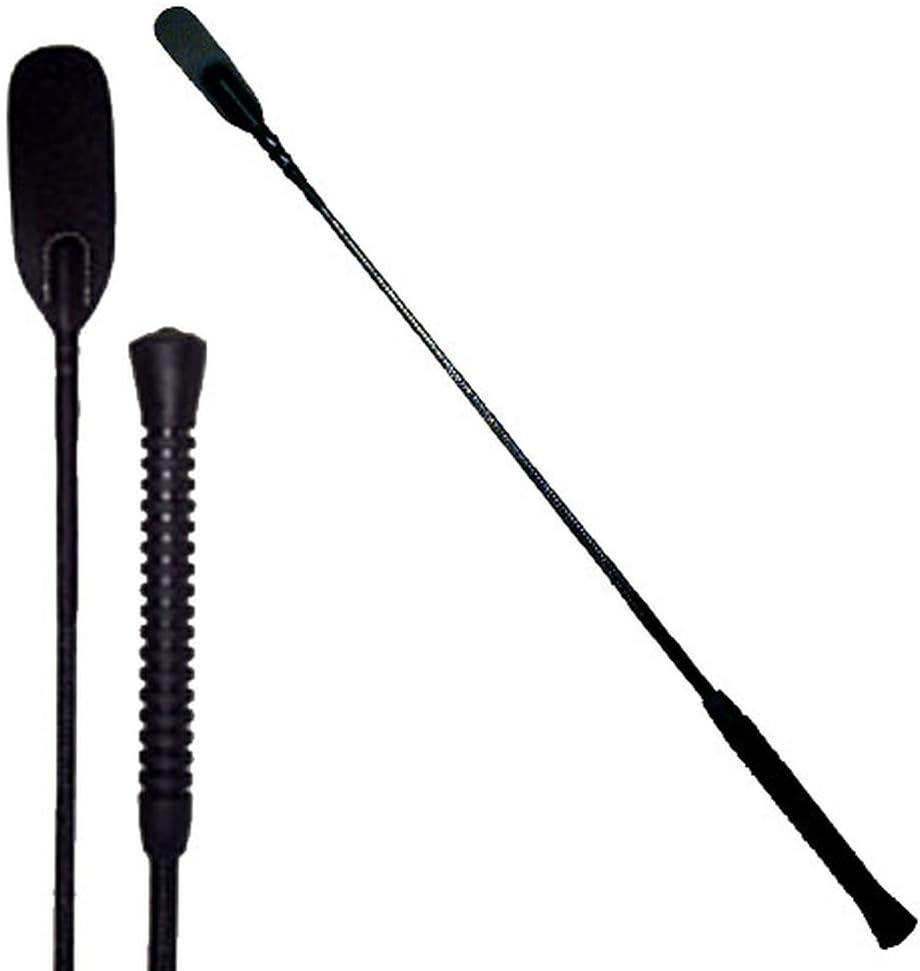 Intrepid International Black Riding Crop with Rubber Handle - Versatile, Durable Equestrian Tool for Precision Control in English and Western Riding Styles, 26"