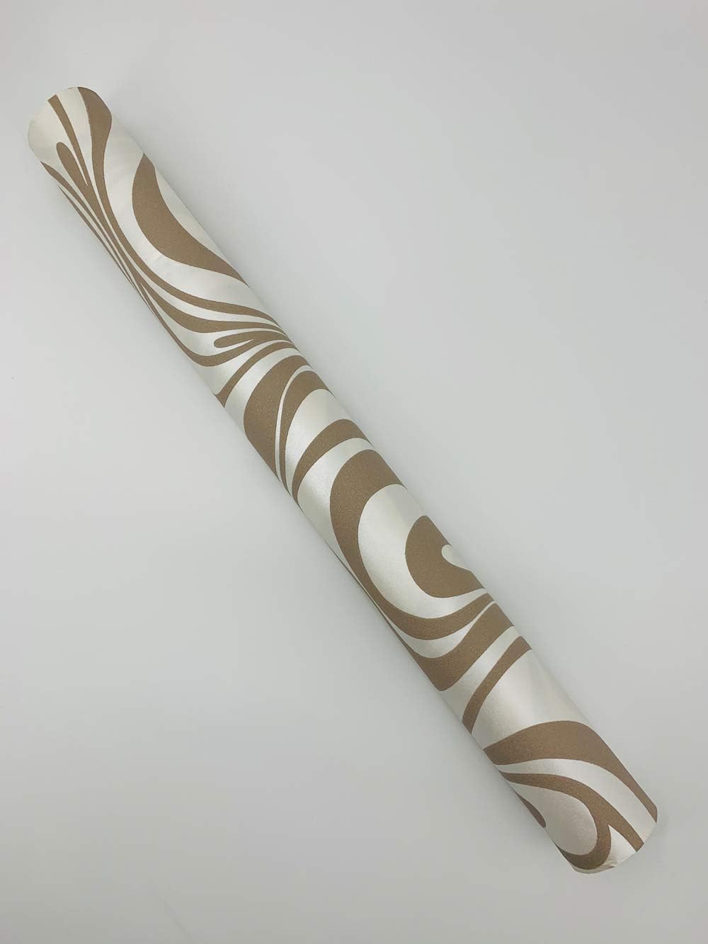 YangYun Home Decoration Modern 3D Abstract Curve Wave Non-Pasted Flocking Striped Wallpaper Roll for Living Room Bedroom Cream&Gray Color 2.3'W x 27.56'L - Image 4