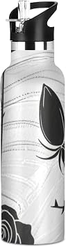 Black Thorn Rose Leak Proof & BPA Free Sport Insulated Water Bottle with Straw Lid Double Wall Vacuum Insulated for School Boys Girls toma todo botella para ninos