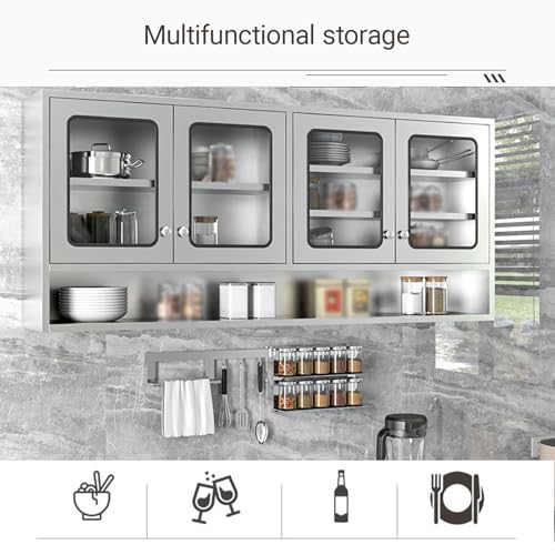 Estante colgante para especias que ahorra espacio con puerta de cristal para comedores 7