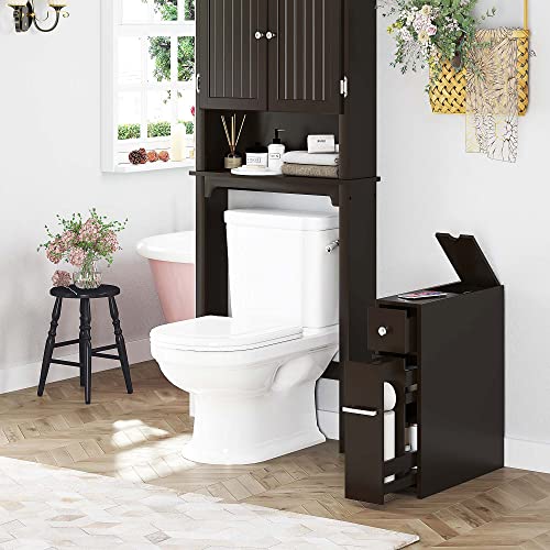 Spirich-Home-Slim-Bathroom-Storage-Cabinet-Free-Standing-Toilet-Paper-Holder-Bathroom-Cabinet-Slide-Out-Drawer-Espresso Spirich Home Slim Bathroom Storage Cabinet Free Standing Toilet Paper Holder Bathroom Cabinet Slide Out Drawer Espresso