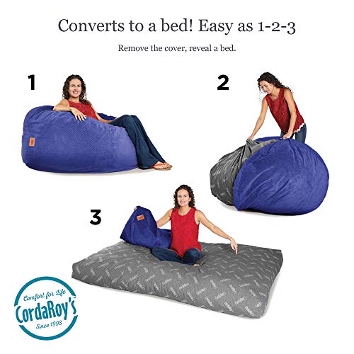 Cordaroy's Chenille Bean Bag Chair, Convertible Chair Folds From Bean Bag To Bed, As Seen On Shark Tank - Navy, Queen Size #TOP1
