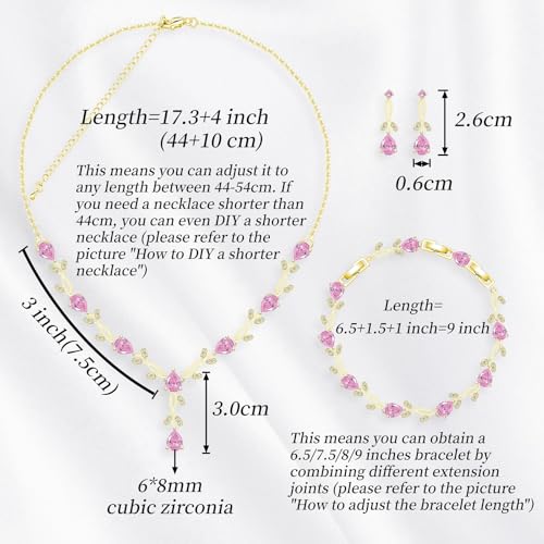 Image of GZWHD Wedding Jewelry Sets for Bride Bridesmaid Women Cubic Zirconia Necklace Earrings Bracelet Set Gift for Mother Friend Wife Daughter Sister Party Prom Jewelry