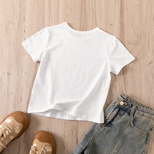 KEEVICI Girls' Cute Strawberry Cow Print T Shirts Short Sleeve Crop Cotton Tops3