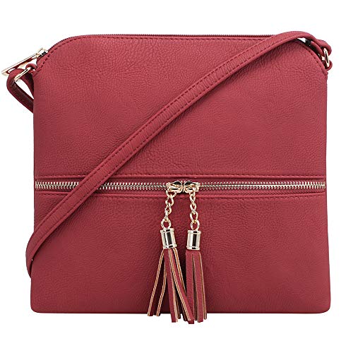 Image of SG SUGU Lightweight Medium Crossbody Bag Shoulder Bag with Tassel and Zipper Pocket