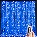 echosari Battery Operated 300 LED Curtain Lights Outdoor String Fairy Party Wedding Christmas Home Garden Decorations (10ft Long, 10ft Drop, 8 light Modes, Warm White)