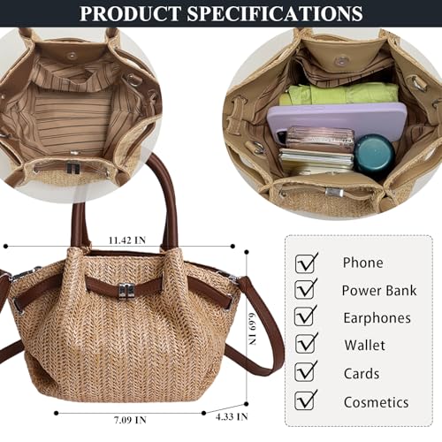 Bolso tote de paja para mujer verano miniatura 4
