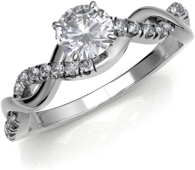 JEWELS FORUM 14K Gold 0.70cts Lab Grown Diamond Engagement Ring 0.55cts Certified Solitaire Diamond Split Shank Setting Infinity Anniversary Wedding Band Ring For Women (Color-GH, Clarity-VS1-2)