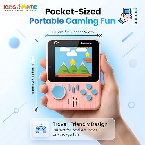 Image of Kidsmate Handheld Gaming Console Video Game for Kids with 666 Built-in Retro Games | Rechargeable Battery, Compact Design with TV Connectivity for Big Screen Play | Ideal for Fun & Learning (Pink)