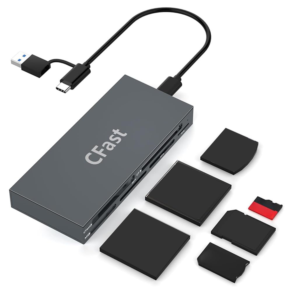 CFast czytnik kart USB C, wielofunkcyjny czytnik kart 6 w 1, 5 Gb/s, do czytnika kart CFast/CF/MS/SD/TF/XD