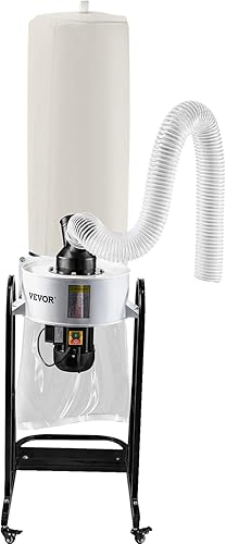 Miniatura 9 de VEVOR Colector de polvo de 1.5 HP, colector de polvo de vórtice portátil de 647 CFM, colector de polvo para carpintería con bolsa de recolección de