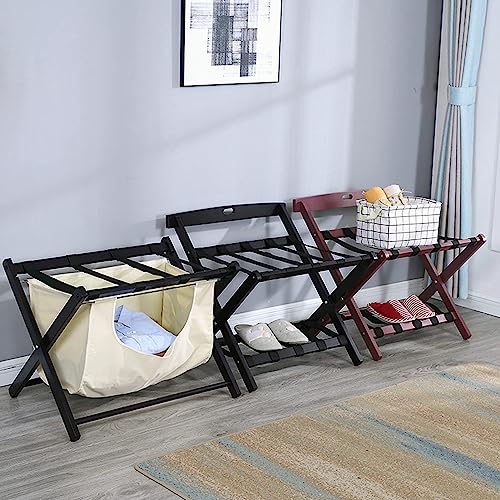 Support de valise en bois noble avec sangles renforcées pour dressing chic