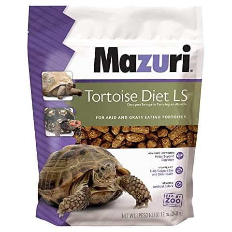 Mazuri | Tortoise LS Diet for African Spurred/Sulcata, Desert, Egyptian, Galapagos, Gopher, Greek, Leopard, Pancake, Radiated or Yellow-Footed Tortoise, | 12 Ounce (12 OZ) Bag Cover