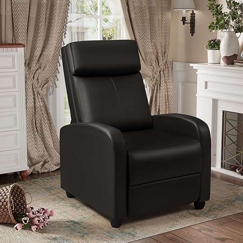 Sillón reclinable moderno piel sintética negro miniatura 7