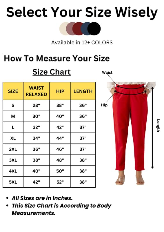 Image of Regular Fit Cotton Woman Trousers Pants Kurti Pant Casual Daily Formal Office Use