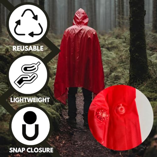 RAIN GUARD 10 Mil Vinyl Rain Poncho with Hood | Expanded 50" x 80" | Reusable Waterproof Protection | Adult Size | 1 Pack2
